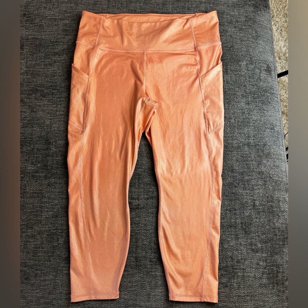 Fabletics Oasis Shine Leggings 2X High-Waisted with Pockets 7/8 length